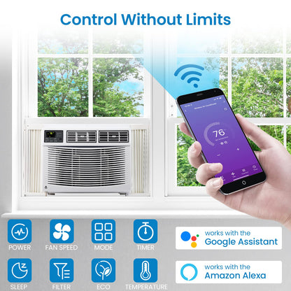 Window Air Conditioner, 10,000 BTU Compact AC Unit, Energy Saving Window AC, Smart AC with 3 Modes Cool Dry Fan Speed Control, Cools Up to 450 Sq.Ft,115v Mini Air Conditioner for Bedroom, Office, Home
