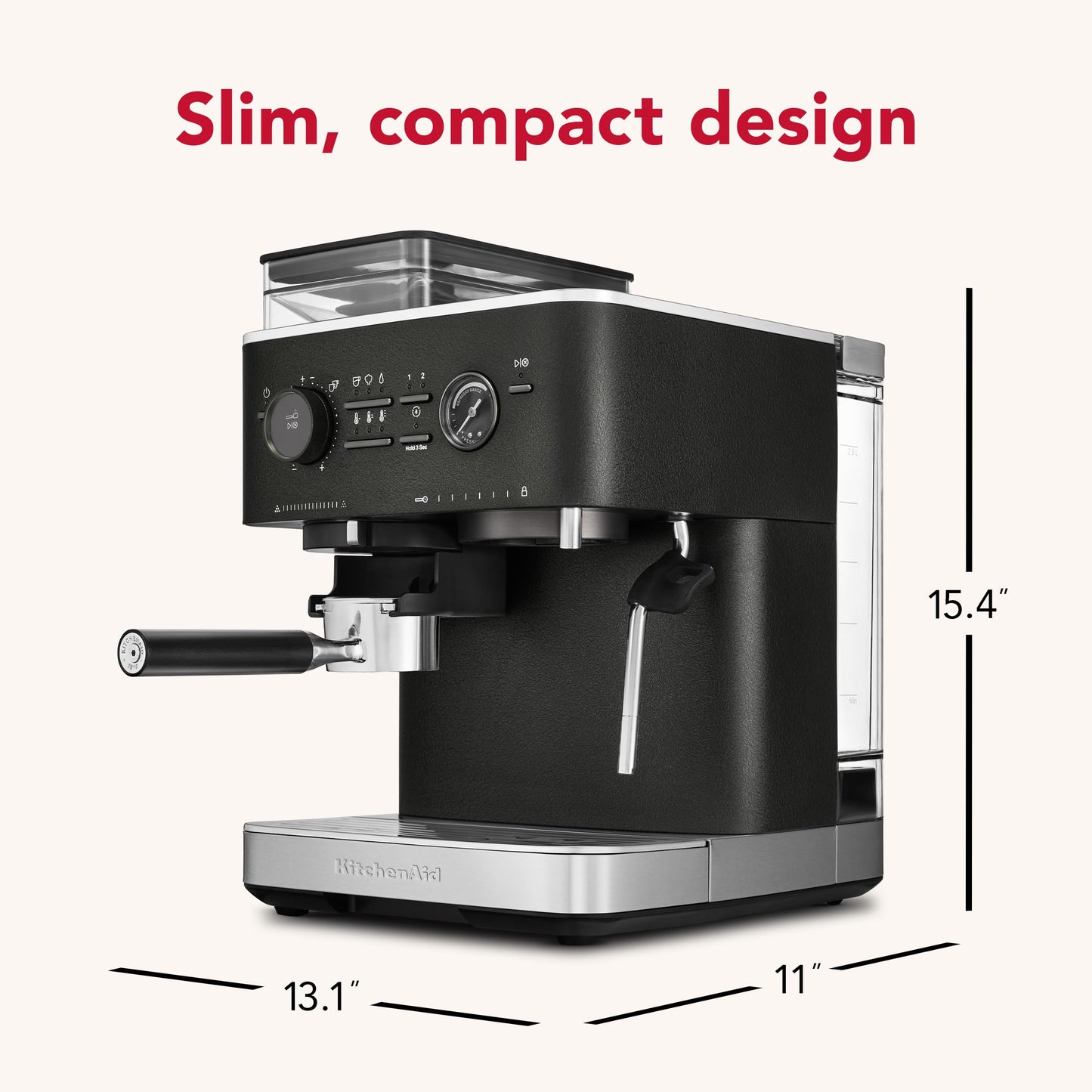 KitchenAid Semi Automatic Espresso Machine with Burr Grinder, 2.5L, KES6551BK, Cast Iron Black