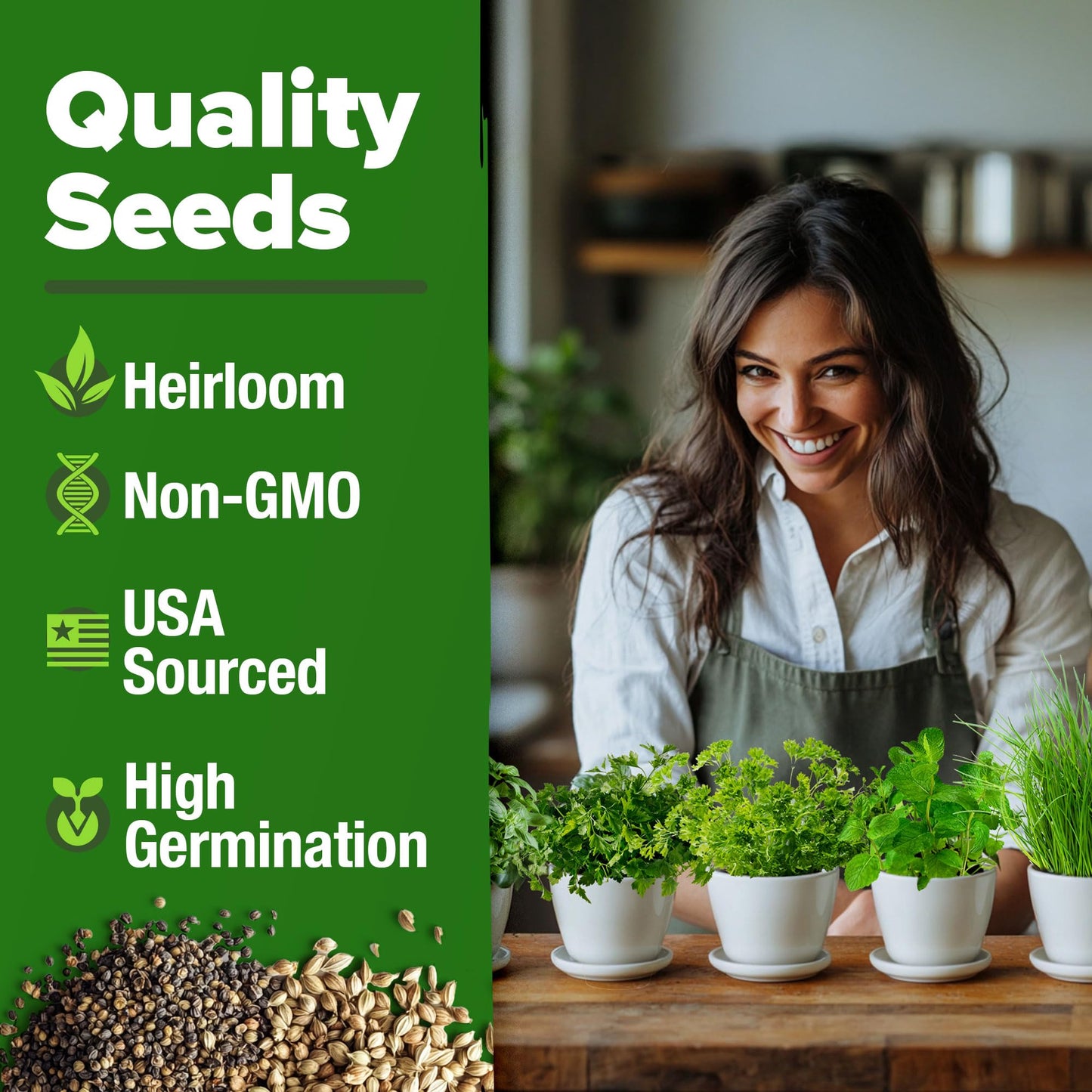 HOME GROWN Indoor Herb Garden Starter Kit - Christmas Gift for Gardeners - Complete 5 Herb Plant Grow Kit - Unique Gift for Mom, Women, Her, Men - Birthday Gift
