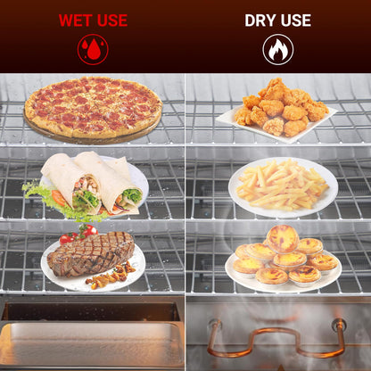 EliteEdge 4-Tier Hot Box Food Warmer 16"x23"x23", 850W Stainless Steel Heated Cabinet/Proofing Cabinet with Water Tray, Fits 1/1 Pans, Perfect for Pizza, Chicken, Patty, Pastry