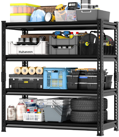 Huhaneon Metal Garage Shelving for Storage - 40'' W 1,680 Lbs Heavy Duty 4 Tier Utility Shelves Freestanding - Adjustable Rack Units for Basement Pantry Kitchen - 40" W x 16" D x 62" H Black
