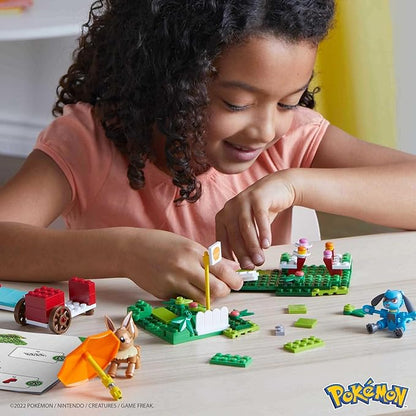 MEGA Pokémon Action Figure Building Toys Set Pokémon Picnic With 193 Pieces 2 Poseable Characters Eevee and Riolu Gift Idea For Kids