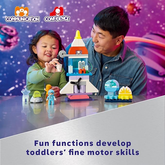 LEGO DUPLO 3 in 1 Space Shuttle Adventure Toddler Building Toys - Space Toys for Boys &amp Girls Ages 3+ Years - Gift for Christmas - Learning &amp Pretend Play Activity - 10422