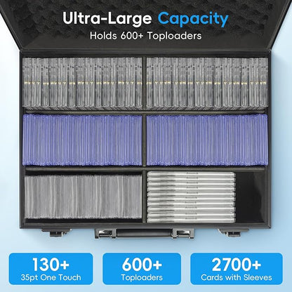 ANNLOV Toploader Storage Box for 3x4 35pt Rigid Cards Holds 600+ Toploaders Sports Card Storage Case Organizer Trading Card Storage Box with Lock