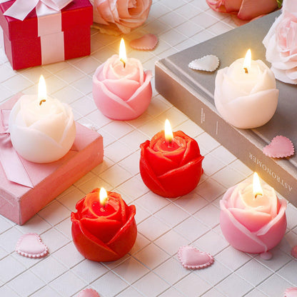 Funnymoom 8 Pcs Valentine Candles Rose Flower Candle Pink Rose Shaped Scented Aromatherapy Candles Tealight for Valentine Bridal Shower Wedding Anniversary Birthday Home