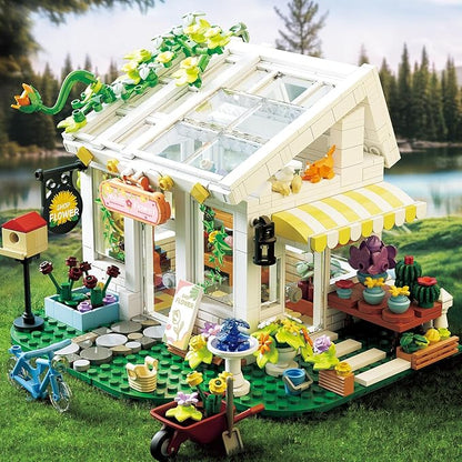 Flower House Building Block Set Botanical Garden Greenhouse Toys Kits with LED Light Birthday Decoration for Adults Women Teens Old Kids Girls 6+ 8-12 8-14 (832 PCS)