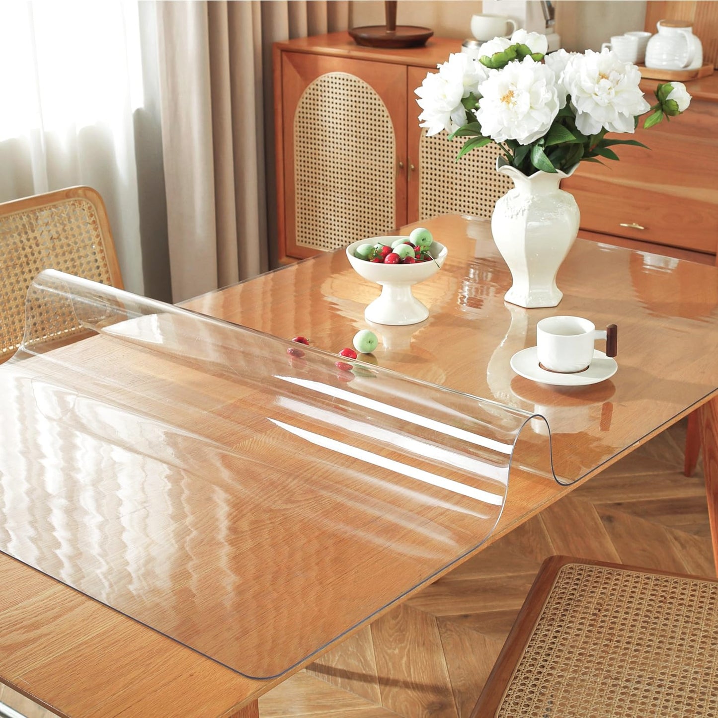 OstepDecor Clear Table Cover Protector 30 x 72 Inch, 1.5mm Thick Plastic Table Cover, Dining Table Protector Pad, Waterproof & Easy Cleaning PVC Desk Mat for Dresser, Coffee & Kitchen Wooden Tabletop