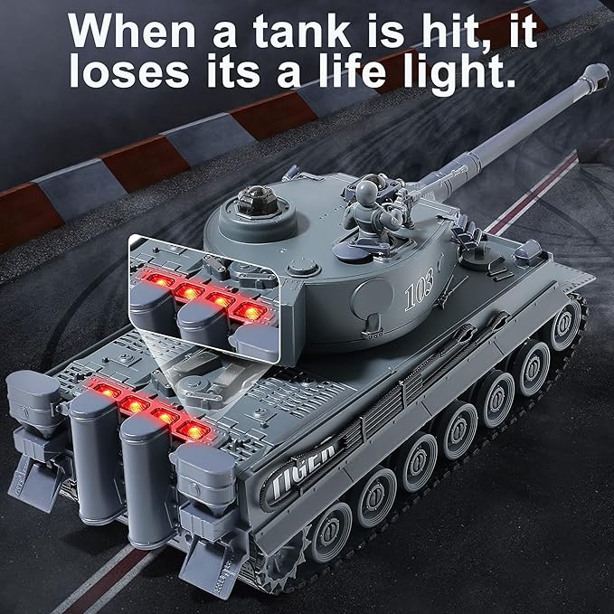 RC Military Tank WW2 Tiger I Army Tank Toy with IR Battle 2.4GHz Remote Control Military Vehicles with Lights &amp Rotating Turret Gift for Boys Kids Adults &amp Collectors