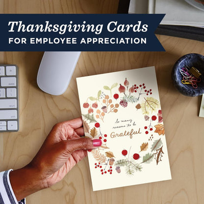 Thanksgiving Cards for Employees by Hallmark Business – 25 Pack Bulk Greeting Cards with Envelopes & Gold Seals – “For Everything You Do” Design – Appreciation Cards for Staff & Workplace Teams