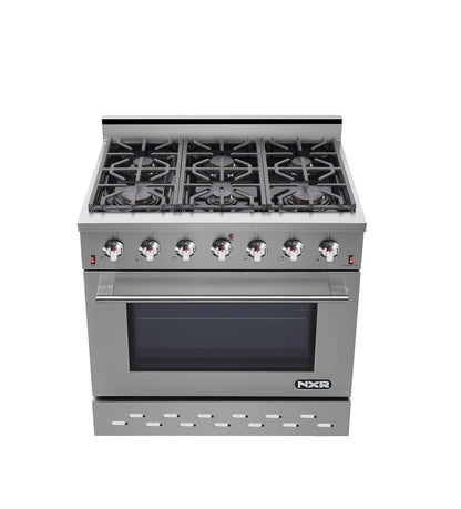NXR SC3611 36" 5.5 cu.ft. Pro-Style Natural Gas Range with Convection Oven, Stainless Steel