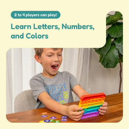 The Fidget Game ABC Bingo, Games for Kids - Six Educational Alphabet Bingo Popping Mats for Preschool, Toddlers, Kindergarten - Learning Activities for 2-6 Players 3+ Years