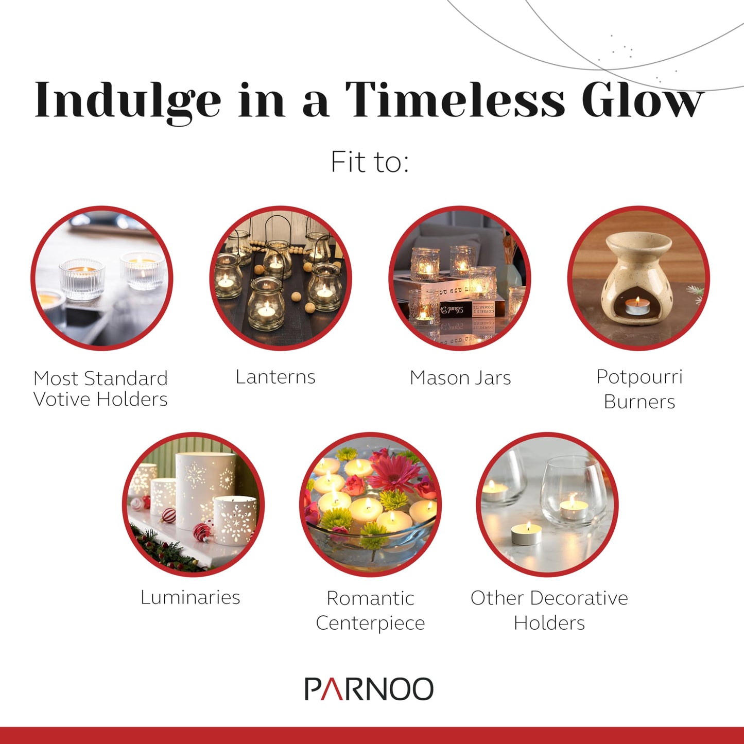 Tea Light Candles in Metal Cups - 4.5 Hours Clean, Long Burning White Unscented Tea Candles - 500 Candles - Votive Bulk for Romantic Dinner, Wedding, Spa & Hotels by PARNOO