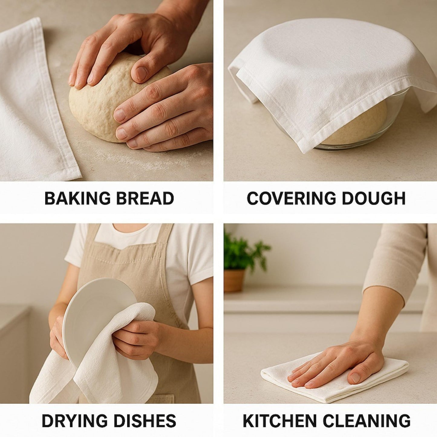 WHITESTEM Flour Sack Towels | Tea Towel for Crafts | Kitchen Dish Cotton Blank Towel for Embroidery | Baking Bread Proofing Linen Cover | Thick Absorbent Quick Dry | 12 Pack 15"x25" Natural