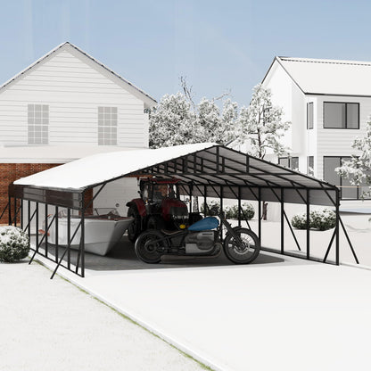 20x40 FT Metal Carport Kits with Galvanized Steel Roof, Heavy Duty Metal Roof Carport with Enhanced Base, Car Garage for Truck, Pickup, SUV, Tractor, and Boat