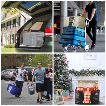 BALEINE 8-Pack Oversized Moving Bags with Reinforced Handles, Heavy-Duty Storage Tote Moving Supplies for Packaging, Camping (Gray w/Window, 8-Pack)