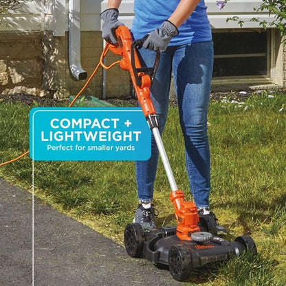 BLACK+DECKER 3-In-1 Electric Lawn Mower, Weed Eater & Edger - 12-Inch, 6.5 Amp Power