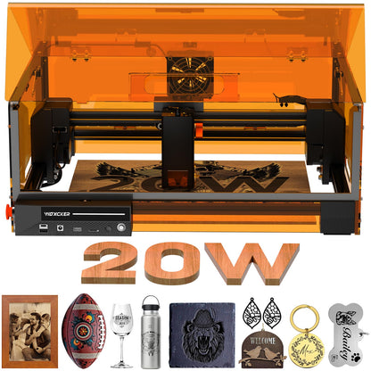 Laser Cutter and Engraver Machine, 20W Woxcker L2 MAX 0.01 High Precision 300x300mm Bed Size Laser Engraving Machine for Wood Metal Glass Leather Acrylic Class 1 laser Output: 20000 mW