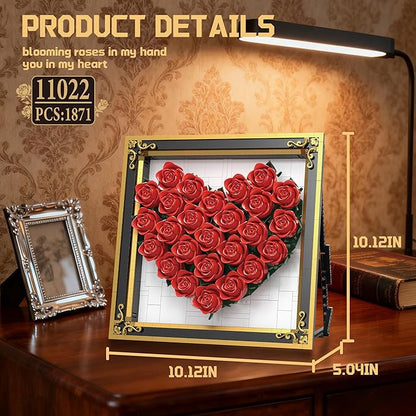Red Rose Building Set Compatible with Lego Flowers Bouquet Botanical Collection Wall &amp Table Art Decor for Lover Adults Girls -1871PCS