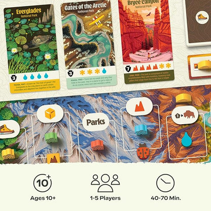 Keymaster Games Parks (2nd Edition) | Summit Deluxe | Beautiful Strategy Game for Families Adults Kids or Solo | Explore Nature and Outdoors by Hiking US National Parks | Ages 10+ | 1-5 Players