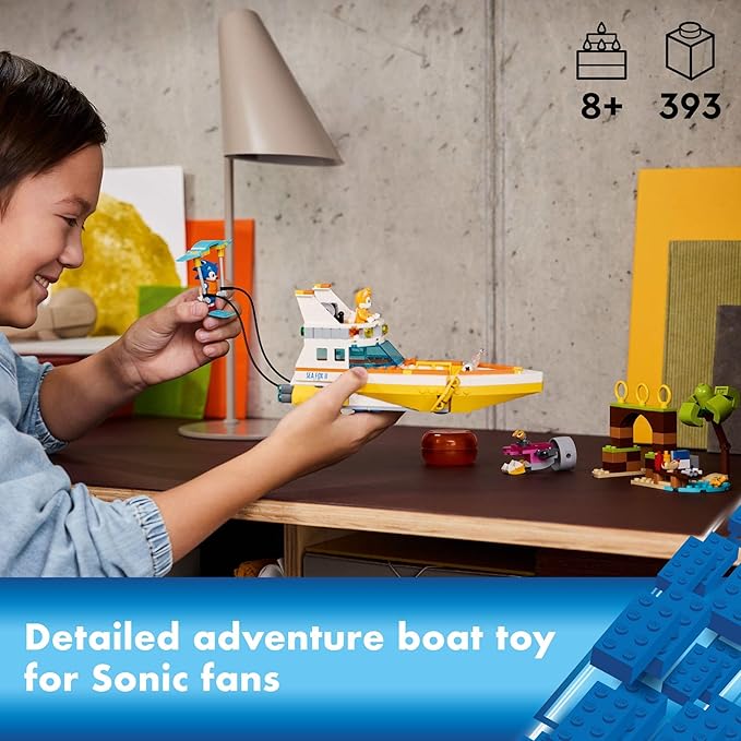 LEGO Sonic The Hedgehog: Tails’ Adventure Boat Interactive Toy Building Set Video Game Toy with Sonic Characters and Water Skis Gamer Gift for Boys and Girls Ages 8 and Up 76997