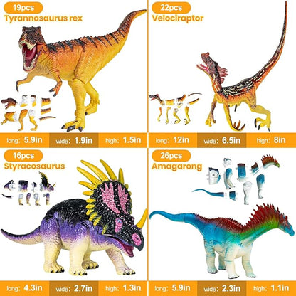 8Pcs Lifelike 3D Puzzles for KidsDinosaur Building Toys for 5 6 7 8+ Year Old Boys GirlsSlot-Assembly Building BlocksDinosaur Realistic Figures SetEducational Toys Ideal for ClassParty