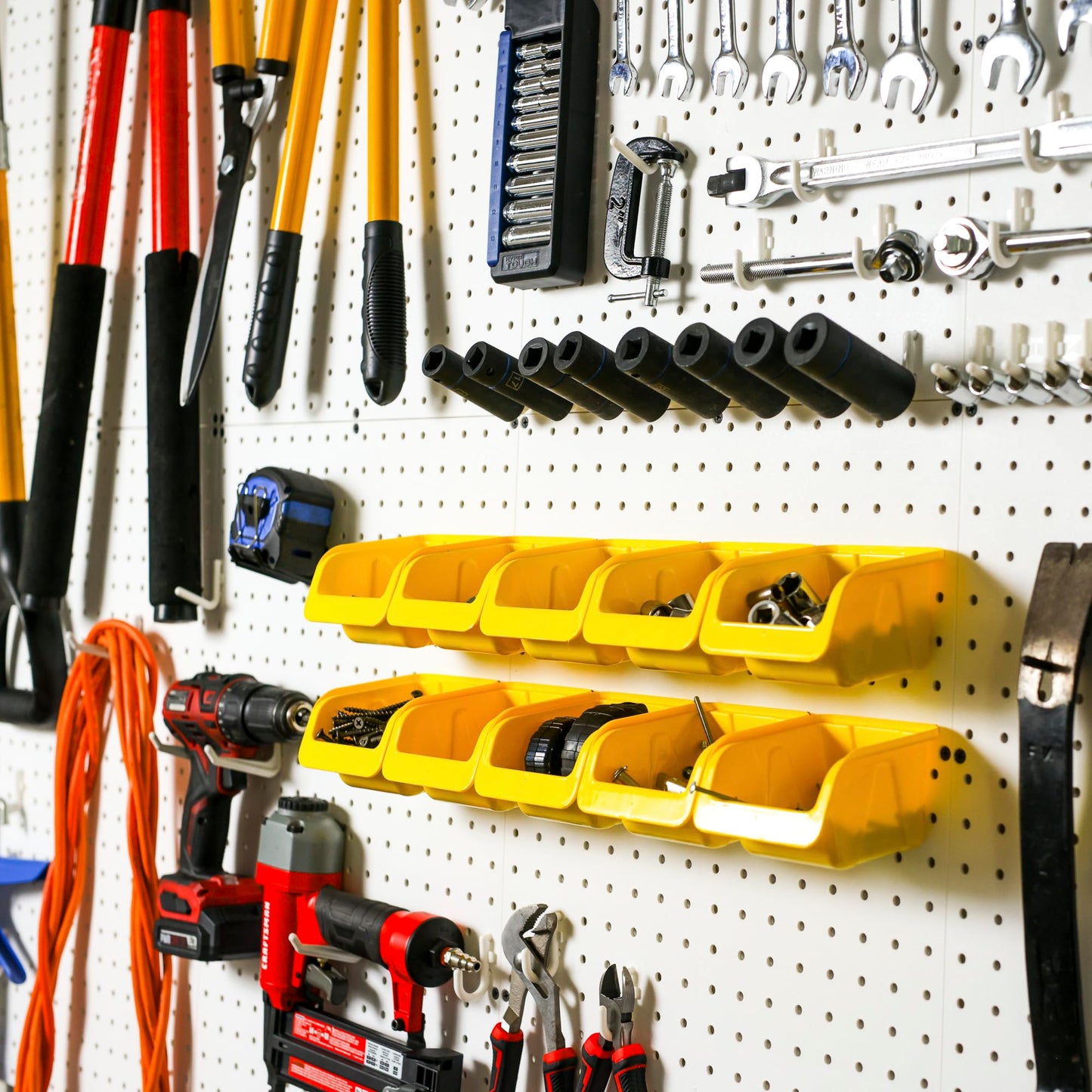 WallPeg Peg Board Bin Kit - Kit PB-4 - Pegboard Accessories for Garage Storage & Tool Organizer - Workbench Bins Pegboard Accessories