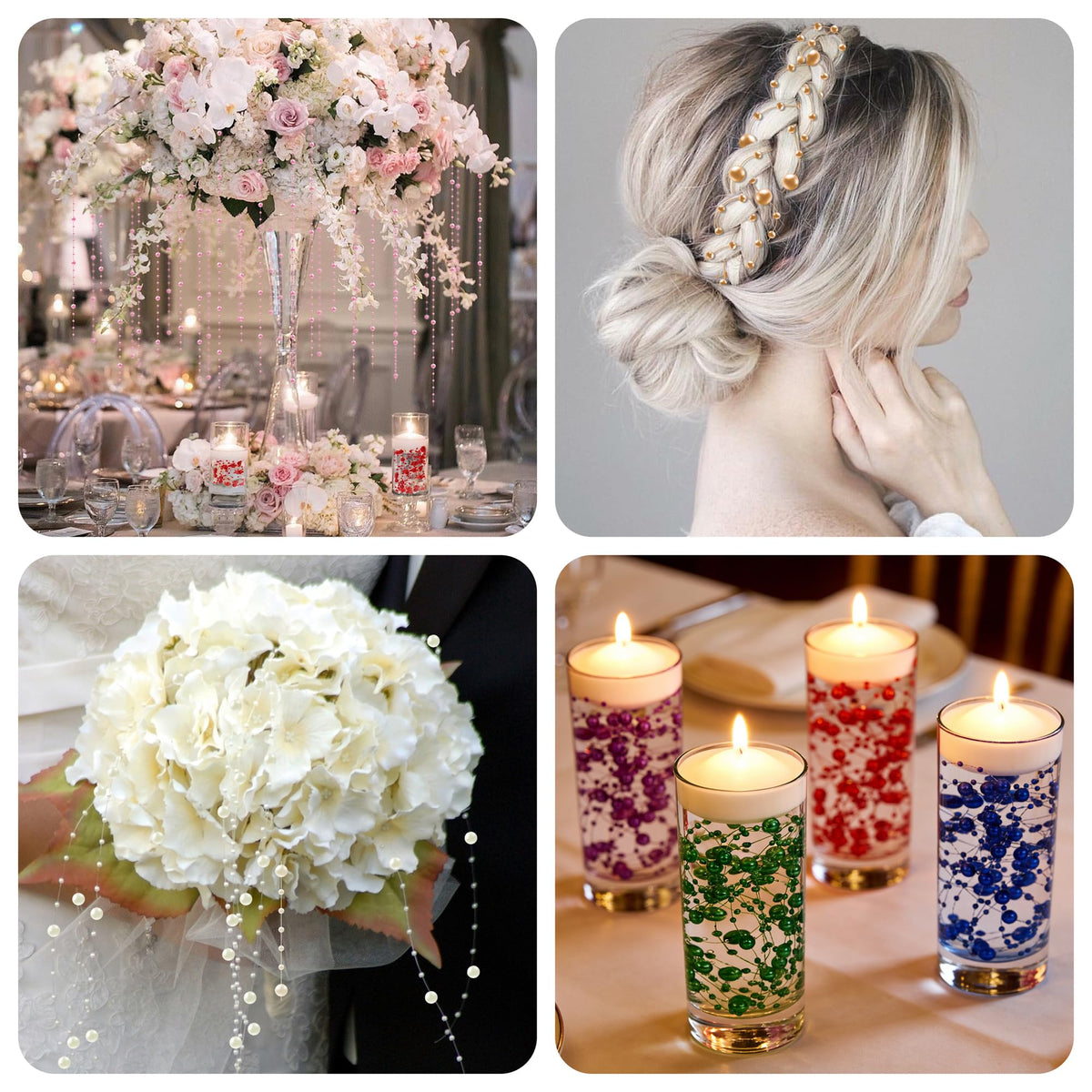 YATOJUZI 30 PCS Artificial Pearl String Orange and Black Vase Filler Floating Pearls for Vases Centerpieces Faux Pearl Beads String Decorations Holiday Halloween Party Decor