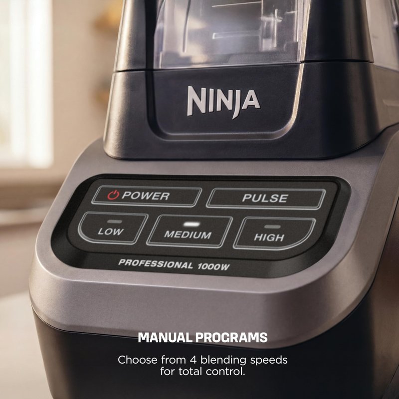 Ninja Professional Blender, Smoothie Blender, Drink Mixer, Grinder, Ice Crusher, Frozen Fruit Blending | Professional 1000 W Power, Total Crushing ™ Technology, XL 72-oz. Pitcher Black, Grey, BL610