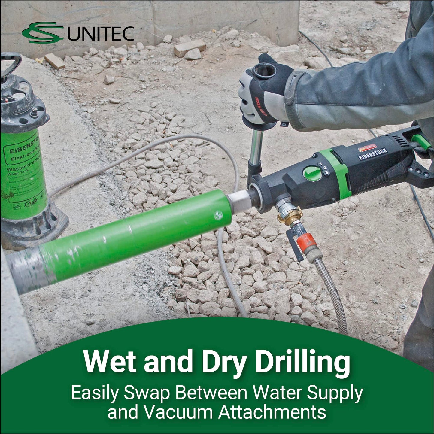 CS Unitec | ETN 162/3 P | 6-3/8" Capacity, 3-Speed Gear, 110 V Wet & Dry Diamond Concrete Core Drill. For Concrete, Brick, Block, and Stone. - Made in Germany