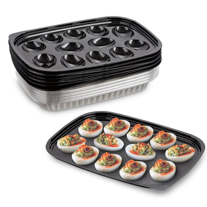 MT Products Clear Deviled Egg Containers Holds 12 Eggs 10.2" x 7.4" x 1" - Durable Egg Platter Tray (Pack of 12) - Made in the USA