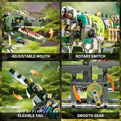 Ideas Mechanical Crocodile Building Set - Alligator Animal Toy with Display Stand and Light Compatible with Lego Dinosaur STEM Gift for Adults &amp Teens Boys Ages 14+ (996 PCS)