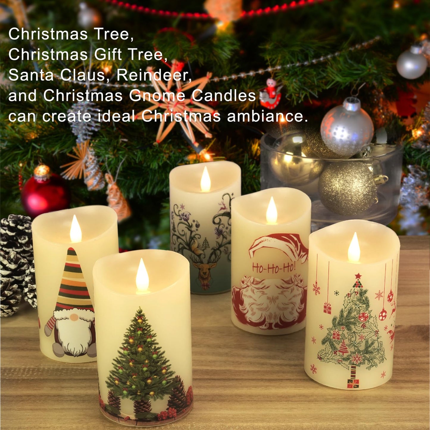 Softflame Christmas Flameless Candles with Remote Control, 3"x 5"Battery Operated Flickering 3D Wick Real Wax Pillar Christmas Gift Tree Candle