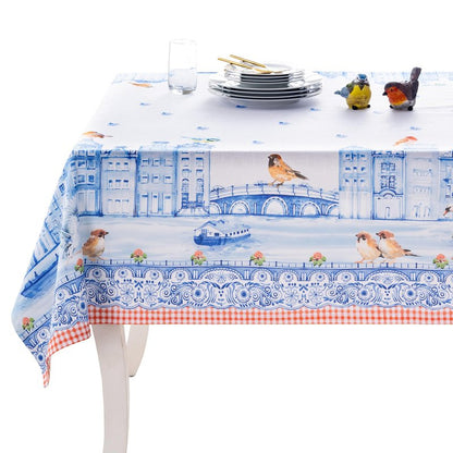 Maison d' Hermine Table Cloth Rectangle Table 100% Cotton 54 x 72 Inches Tablecloth Reusable Decorative for Dining Kitchen Room Farmhouse Home Gifts for Mothers Day Spring Summer - Amsterdam Canals