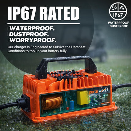 LithiumLogic™ 12V 30A LiFePO4 Charger with SB50 Anderson Plug, Accessory Wires & Temp Sensor; IP67 Waterproof with VoltRevive™ Recovery for carts, Boats, ATVs, Pallet Jacks, forklifts & scrubbers