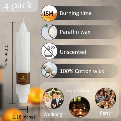 Short Taper Candle White Candlesticks 7 INCH Short Candle Sticks Chime Unscented Smokeless Candles Odorless Candle for Halloween Christmas Home Décor Weddings Festive Seasons Holiday