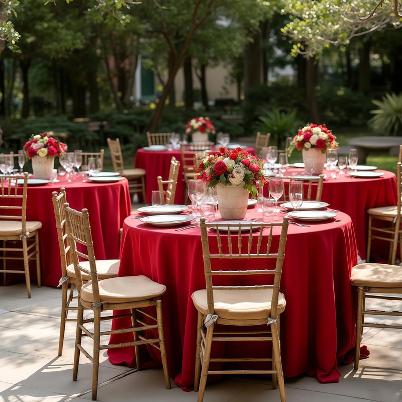 sancua Christmas Red Round Tablecloth 108 Inch Diameter, 8 Pack - Circle Polyester Fabric Table Cloth for Wedding Party Reception Banquet Birthday, Washable Formal Table Cover (Fit 42-96 Inch Tables)