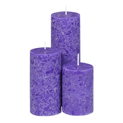 PROSPERRO LUMO by Parkash Candle Set of 3 Fragrace Pillar Candles Marble Finish (Purple - Lavender Fragrance)