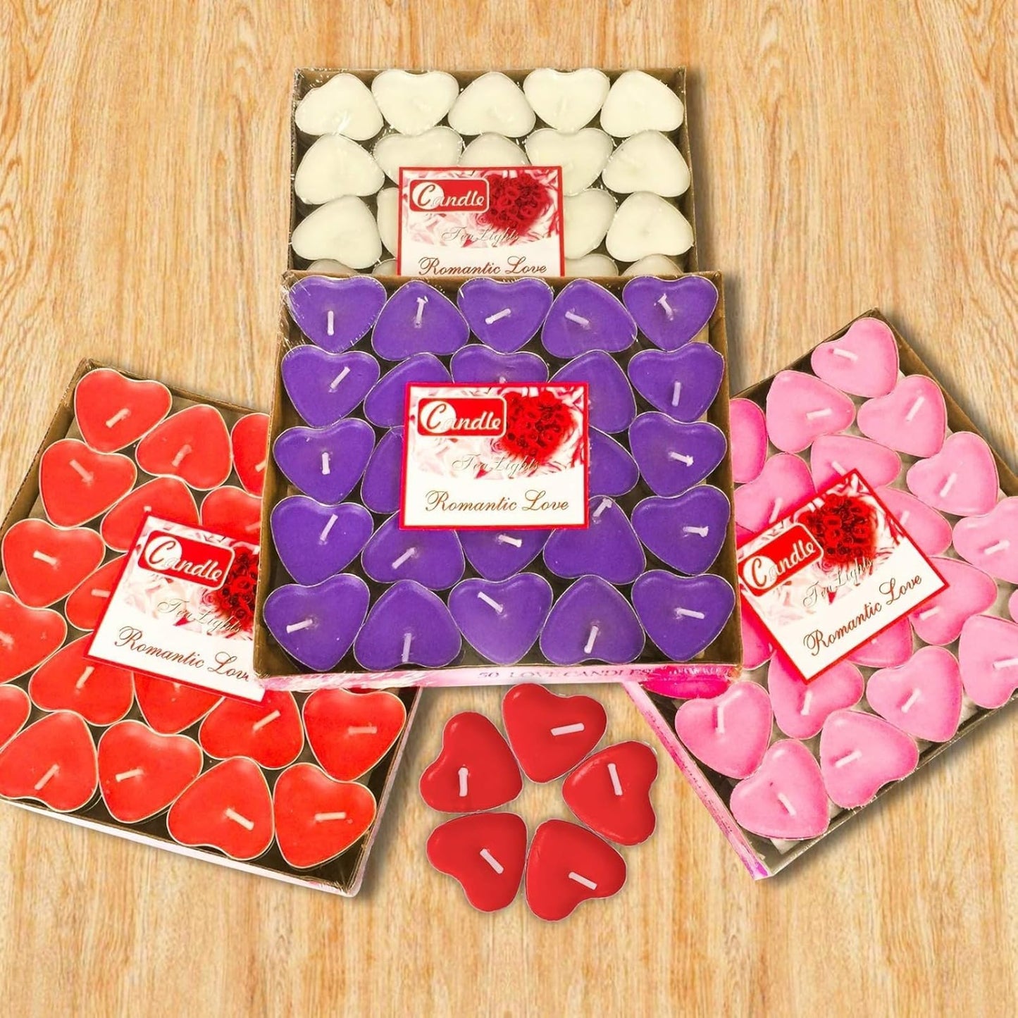 IJRPLM 50 Pack Heart Shaped Tealight Candles, Romantic Love Unscented Tea Lights Candles, Dripless & Long Lasting Smokeless, Mini Tealight Candle for Wedding Party Home Decor, Red