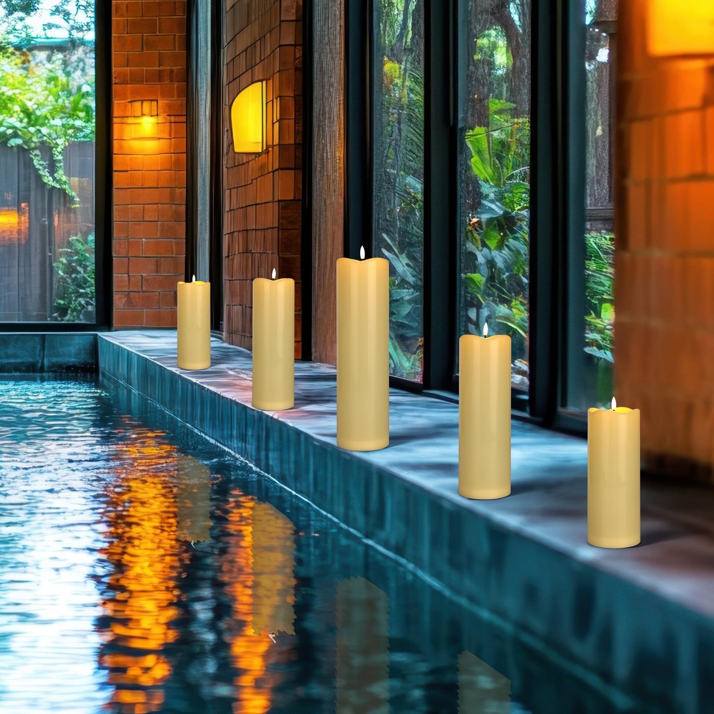 AFINETH 4" x10" Outdoor Flameless Candles Waterproof, Large Battery Operated Candles with Remote, Plastic Flickering LED Candles for Garden Patio Porch Home Party, Ivory 1Pack