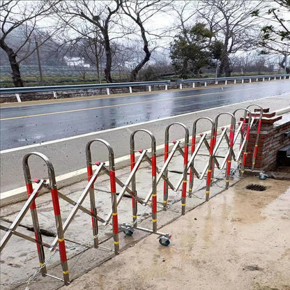 Metal Expandable Barricade, Safety Barrier with Casters, Portable Mobile Gate Stainless Steel Fence,Adjustable Traffic Fence for Home, School, Warehouse, 9.8 Feet * 3.9 Feet(High)