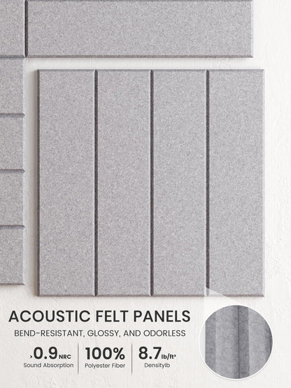 Bumusty Large Cork Board Alternative-36 x 24" Felt Bulletin Board Tiles, with 30 Pushpins, 40 Adhesive Tabs, Bold-Stripe 6-Pack, Cork Boards for Office Push Pin Board Felt Board-Soft Gray