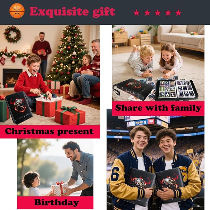 Basketball Card Binder 900 Pockets Trading Card Holder with Detachable Sleeves Portable Collector Album Sports Cards and Basketball Cards 2025-2026