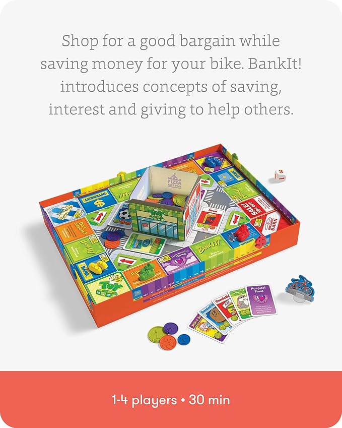 SimplyFun BankIt! - Money Game for Kids - Learn to Save Spend Donate Earn Bank Interest and More - Game for Kids Ages 8 and Up 1 to 4 Players