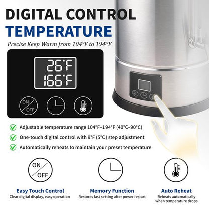 GKFF Hot Water Dispenser, 11L(45 Cups) Hot Water Boiler Urn, 304 Stainless Steel Electric Water Boiler, Digital Temperature Control, Keep Warm, Boil-Dry Protection, for Tea, Coffee & Baby Formula