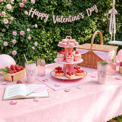 Smiry Rectangle Table Cloth, Waterproof Heavy Duty Vinyl Tablecloths, Wipeable Washable Table Cover for Kitchen, Dining Room & Valentines (Pink, 60" X 120")