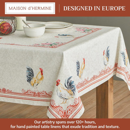 Maison d' Hermine Table Cloth Rectangle Table 100% Cotton 54 x 72 Inches Tablecloth Reusable Decorative for Dining Kitchen Room Farmhouse Home Gifts for Mothers Day Spring Summer - Campagne