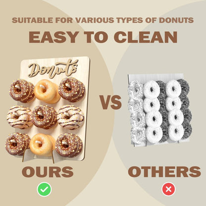 CORTNK Donut Wall Display Stand, Wooden Doughnut Holder Display 9 Donuts, Donut Holder Board for Donut Grow Up Party, Birthday, Wedding, Baby Shower, Donut Party Decorations (Natural)