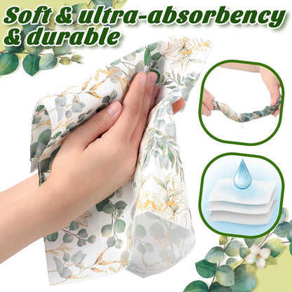 Spiareal 120 Pcs Greenery Paper Napkins 3 Ply Disposable Hand Towels for Bathroom Green Eucalyptus Leaf Guest Decorative Dinner Napkin for Bridal Baby Shower Wedding Birthday Spring Party