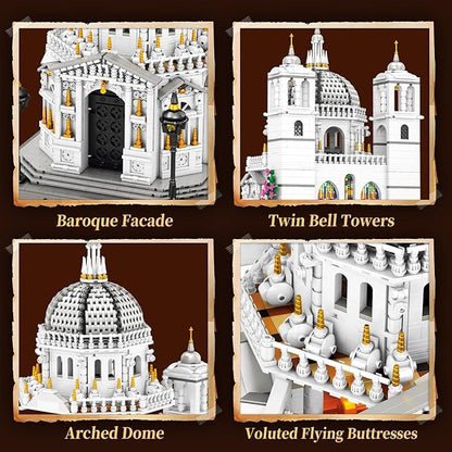 Reobrix Venice Church Building Block Sets for Adults with Lights 55014 Landmark Architecture Venice Santa Maria Della Salute Church Model Collectible Italy Landmark Building Toy for Adullt (4270PCS)