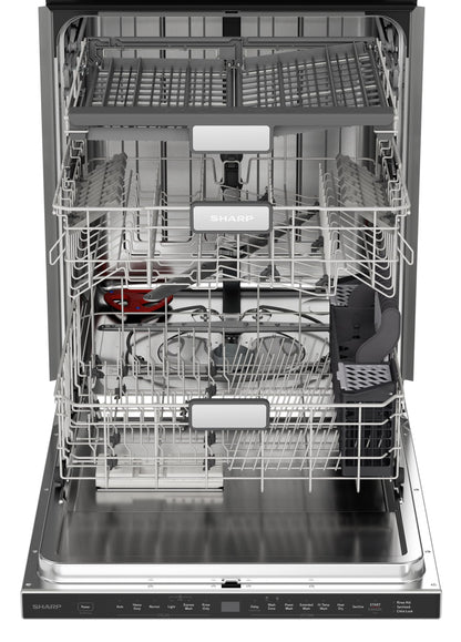 Sharp SDW6726MS 24-inch Stainless Steel Dishwasher, 47 dB Library Quiet, Third Rack, Power Wash Sprayer, 12 Place Settings,